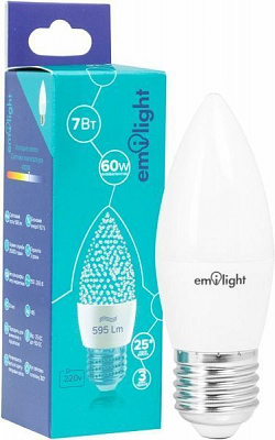 Лампа светодиодная Emilight 7 Вт C37 матовая E27 220 В 4100 К 