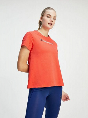 Футболка Tommy Hilfiger Бавовна MIX CHEST LOGO TOP S10S100445-SN6 M оранжевый