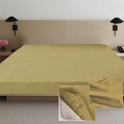 Простынь на резинке Дизайн 11 (сатин) 200x180 см желтый Ярослав 