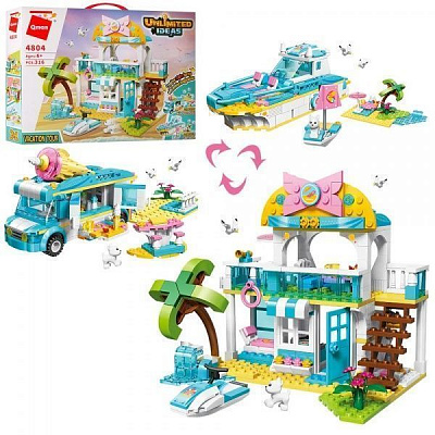 Конструктор Qman 4804 3в1 трансформер (база відпочинку+транспорт) ODT112608