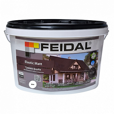 Фарба гумова водоемульсійна Feidal Elastic Matt мат білий 12кг