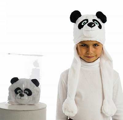 Шапочка карнавальная КАРНАВАЛІЯ Панда белый 91040 