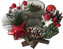 Декорація новорічна Підсвічник з лозою, хвоєю та ягодами 12 см EPI-F19813-A