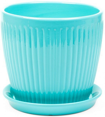 Горщик керамічний Вертикаль преміум круглий 3л бірюзовий