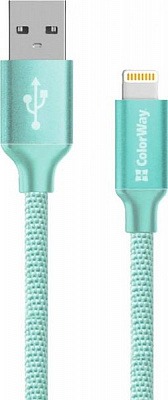 Кабель ColorWay USB - Apple Lightning 2.1А 1 м мятный 