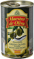Оливки Maestro De Oliva фаршированные пастой из анчоусов 300 г