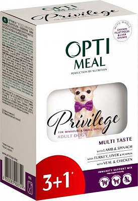 Консерва Optimeal для собак OPTIMEAL, ягня та шпинат у соусі, пауч, (3+1), 340г