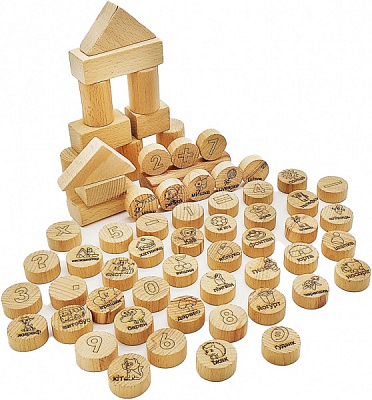 Конструктор деревянный ArinWOOD Азбука, арифметика и геофигуры E4-4