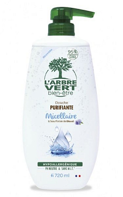 Гель для душа L'Arbre Vert мицеллярный с цветочной водой василька 720 мл