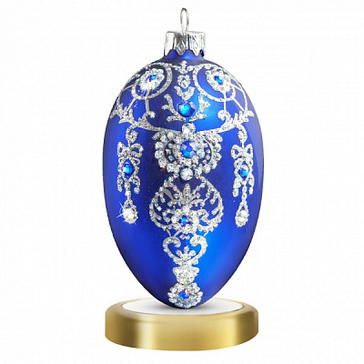 Елочная игрушка Бриллиантовый орнамент 11 см синий BO001