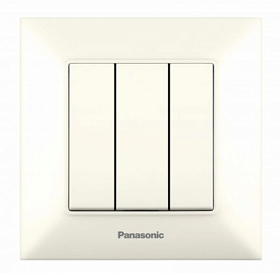 Вимикач триклавішний Panasonic Arkedia Slim 10 А 250В кремовий 480100199