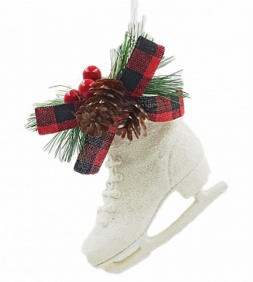 Елочная игрушка Коньки 11 см белый LD21009