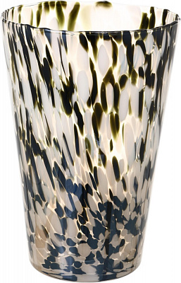 Ваза стеклянная Wrzesniak Glassworks Confetti 35 см черно-белая 17-6999