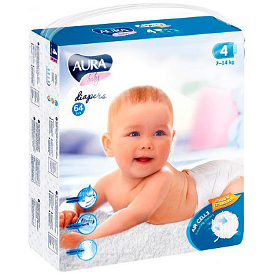 Підгузки Aura 4 7-14 кг 64 шт.
