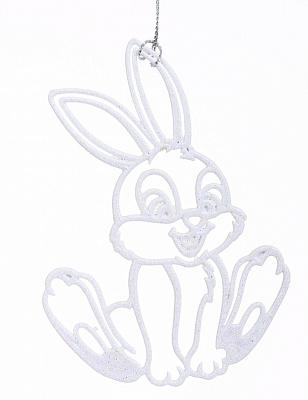 Підвіска Зайчик стрибунець 2Д біла присипка 12 см білий