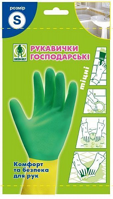 Рукавички латексні Green Belt міцні р.S 1 пар/уп. зелені