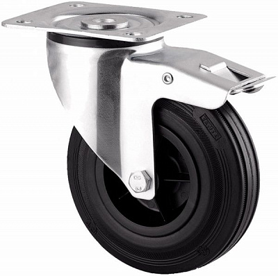 Колесо поворотное с тормозом 3377 PVO 080 P62 TENTE