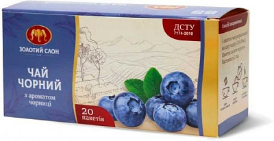 Чай черный Золотой Слон черника 4820186121407 20 шт. 1,3 г 