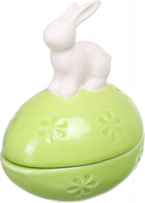 Свічка Яйце зелене з зайчиком 7х9х12 см Pako-If