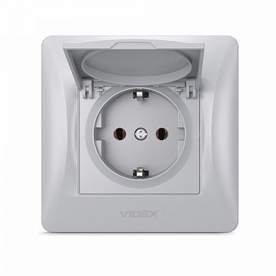 Розетка с заземлением Videx Binera IP20 серебряный шелк VF-BNSK1GС-SS