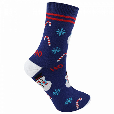Носки махровые унисекс Premier Socks Новый год Ho Ho Snow р. 20–22 синий