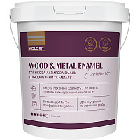 Емаль акрилова Kolorit для деревини та металу Wood and Metal Enamel, база А білий глянець 0,9л