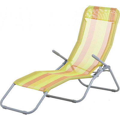 Шезлонг раскладной UP! (Underprice) HYL-011 yellow stripe 62x147 см 