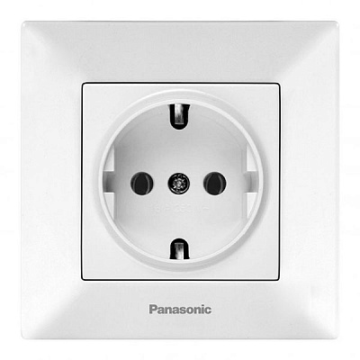 Розетка із заземленням Panasonic Arkedia Slim без шторок без кришки білий 480200285