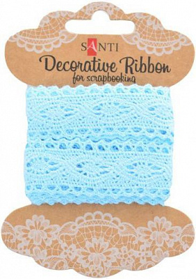 Стрічка мереживна стрічка блакитна, 25мм, 2м. 741342