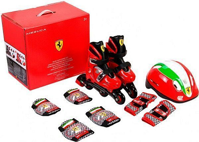 Роликовые коньки Ferrari набор детский FK7-1 р. 29-32 красный