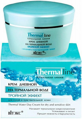 Крем для обличчя денний Вітэкс Thermal line Потрійний ефект на термальній воді для сухої і чутливої шкіри нічний 45 мл