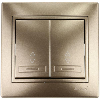 Выключатель проходной двухклавишный Lezard Mira без подсветки 10 А 250В IP20 светло-коричневый