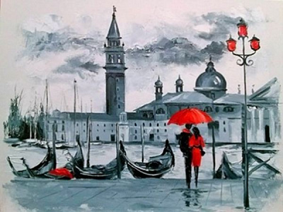 Набір для творчості зі стразами на підрамнику Італійські канікули 30х40 см Діамантові ручки