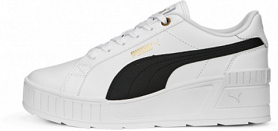 Кроссовки Puma KARMEN WEDGE PUMA WHITE-PUMA BLACK-GOLD 39098502 р.40,5 белый