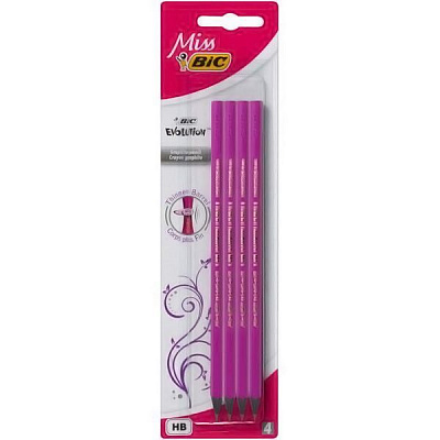 Карандаши чернографитные BIC Miss Evolution 4 шт
