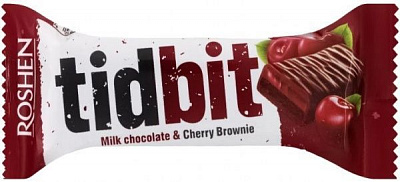 Шоколад Roshen молочный TIDBIT с начинкой со вкусом Вишневый Брауни 50 г
