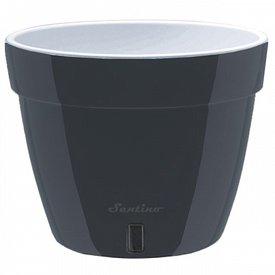 Вазон пластик Asti круглый антрацит с белым Santino (2021595)