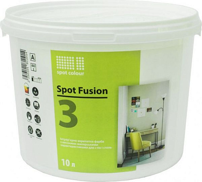 Краска акрилатная водоэмульсионная Spot Colour Fusion 3 мат белый 10л