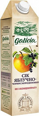 Сок Galicia Яблочно-черносмородиновый неосветленный пастеризованный 1л (4820151001291) 