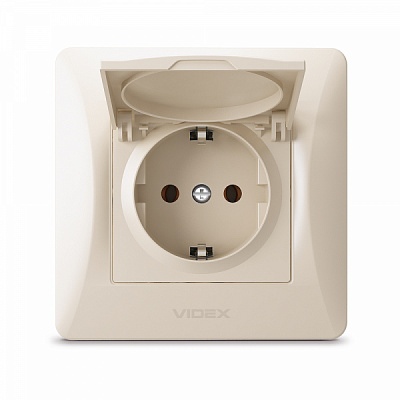 Розетка с заземлением Videx Binera IP20 кремовый VF-BNSK1GС-CR
