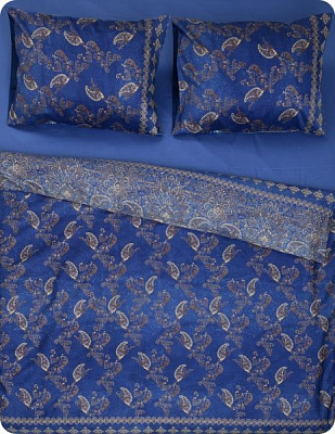 Комплект постільної білизни Matera B1 2 синій із золотим Granfoulard
