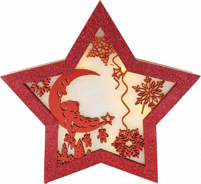 Прикраса новорічна Зірочка з місяцем 20 см червоний 1220224