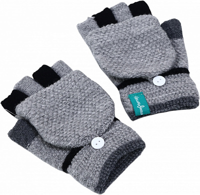 Рукавицы HW без пальчиков с откидной перчаткой для мальчиков р.12-14 /серый