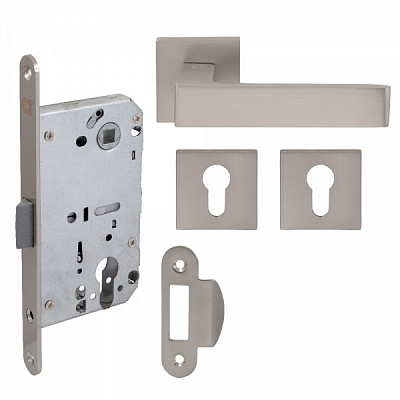 Комплект фурнітури PZ Comit Kubic А Yale 85 мм матовий нікель без петель