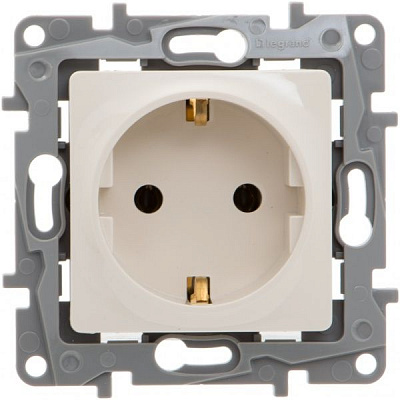 Розетка із заземленням Legrand Etika 2К+З 16А без шторок кремовий 672321