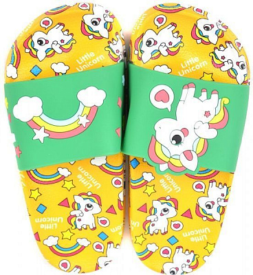 Шлепанцы унисекс Ningbo Единорожка р.32-33 желтый 