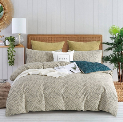 Комплект постельного белья Mineo 1,5 бежевый с зеленым La Nuit 