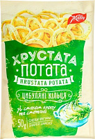 Снеки ЖАЙВІР фигурные луковый кольца Хрустата потата со вкусом укропа и сметаны 50 г 