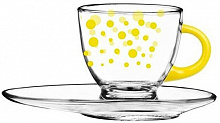 Чашка з блюдцем Yellow Dots 230 мл 50-0406-02-7195-84 Glasmark