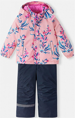 Костюм зимовий для дівчаток Lassie Raiku зріст 116 світло-рожевий із принтом 7100022A